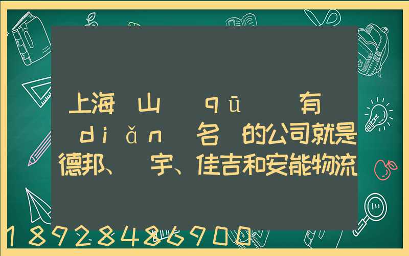 上海寶山區(qū)這有點(diǎn)名氣的公司就是德邦、華宇、佳吉和安能物流,誰能分析...
