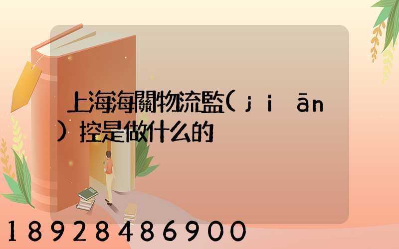 上海海關物流監(jiān)控是做什么的