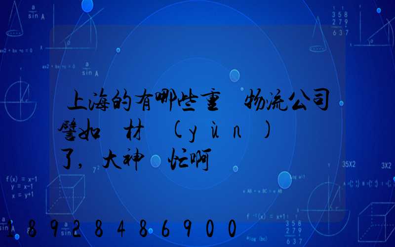 上海的有哪些重貨物流公司譬如鋼材運(yùn)輸謝謝了,大神幫忙啊