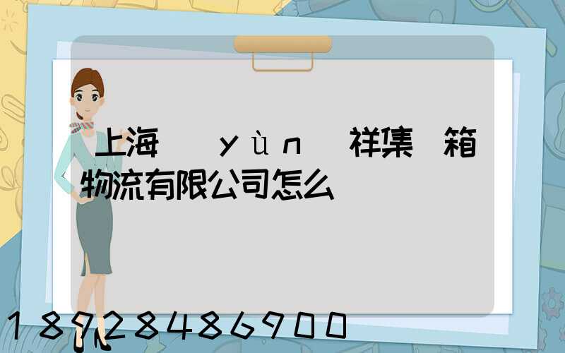 上海運(yùn)祥集裝箱物流有限公司怎么樣