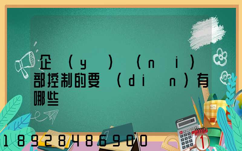 企業(yè)內(nèi)部控制的要點(diǎn)有哪些