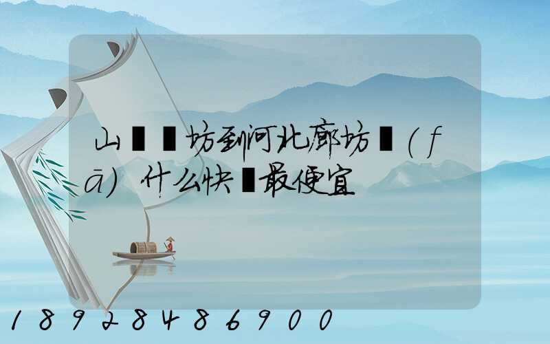 山東濰坊到河北廊坊發(fā)什么快遞最便宜