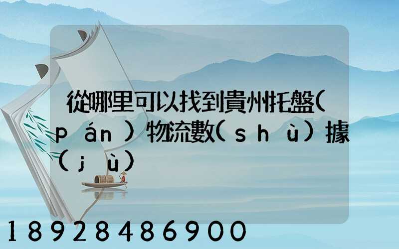 從哪里可以找到貴州托盤(pán)物流數(shù)據(jù)