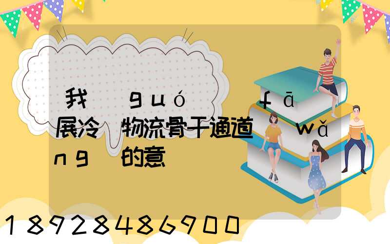 我國(guó)發(fā)展冷鏈物流骨干通道網(wǎng)的意義