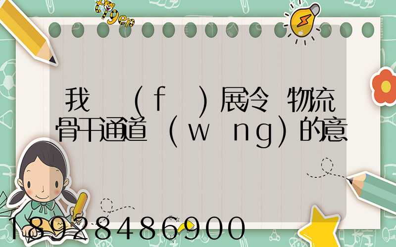 我國發(fā)展冷鏈物流骨干通道網(wǎng)的意義