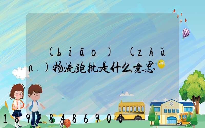 標(biāo)準(zhǔn)物流跑批是什么意思