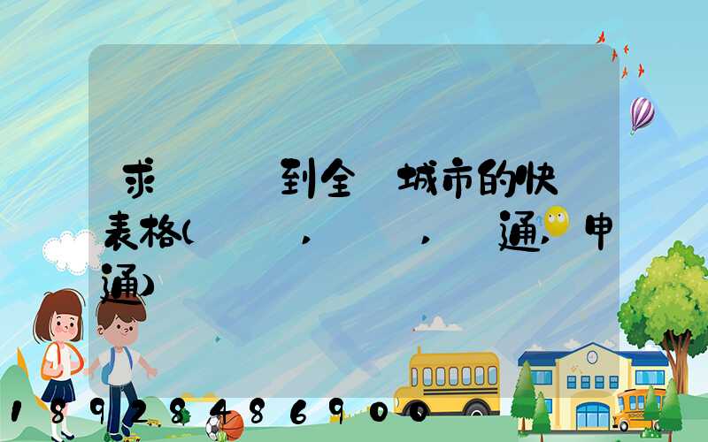 求張義烏到全國城市的快遞表格(順豐,韻達,圓通,申通)