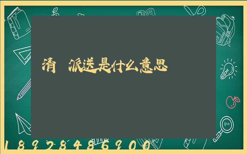 清關派送是什么意思