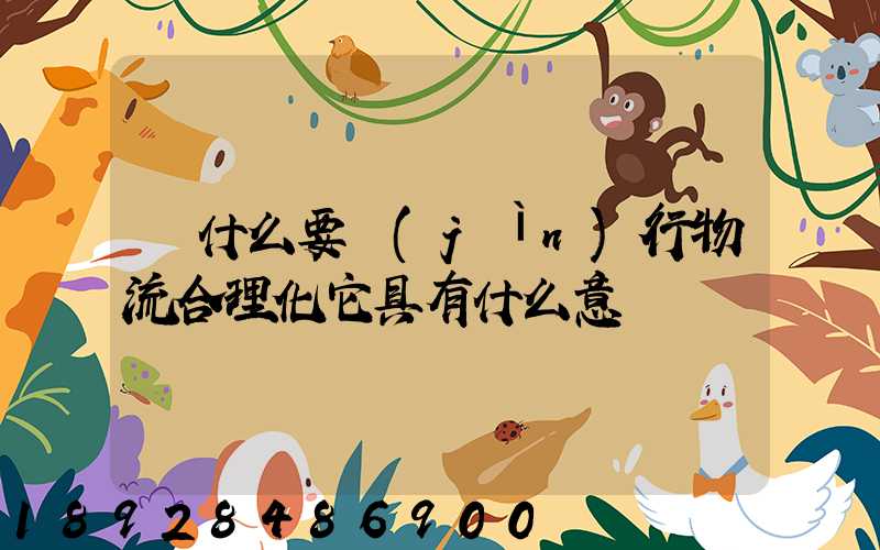 為什么要進(jìn)行物流合理化它具有什么意義