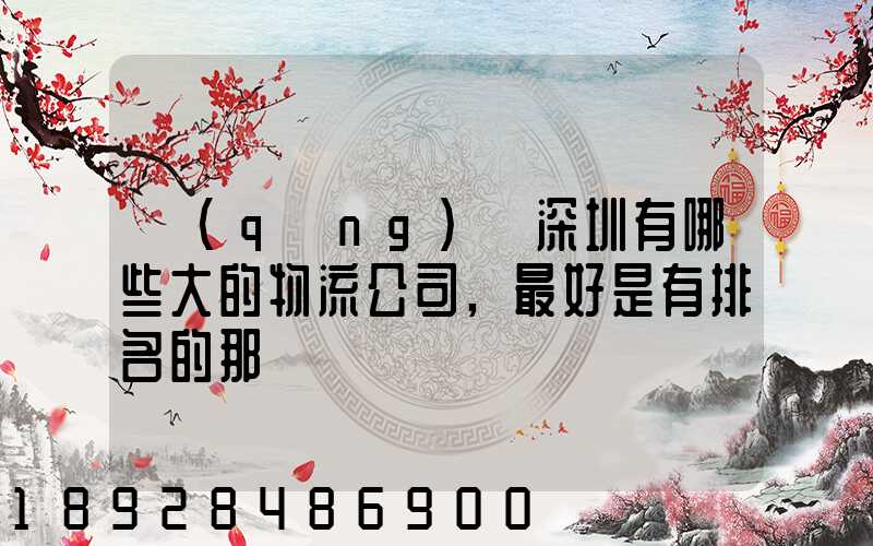 請(qǐng)問深圳有哪些大的物流公司,最好是有排名的那種