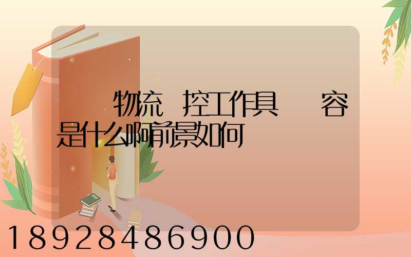 請問物流監控工作具體內容是什么啊前景如何
