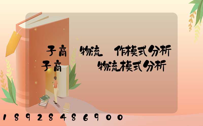 電子商務物流運作模式分析電子商務倉儲物流模式分析